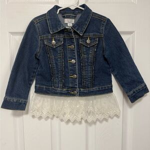 Toddler Denim Jacket with Lace Trim